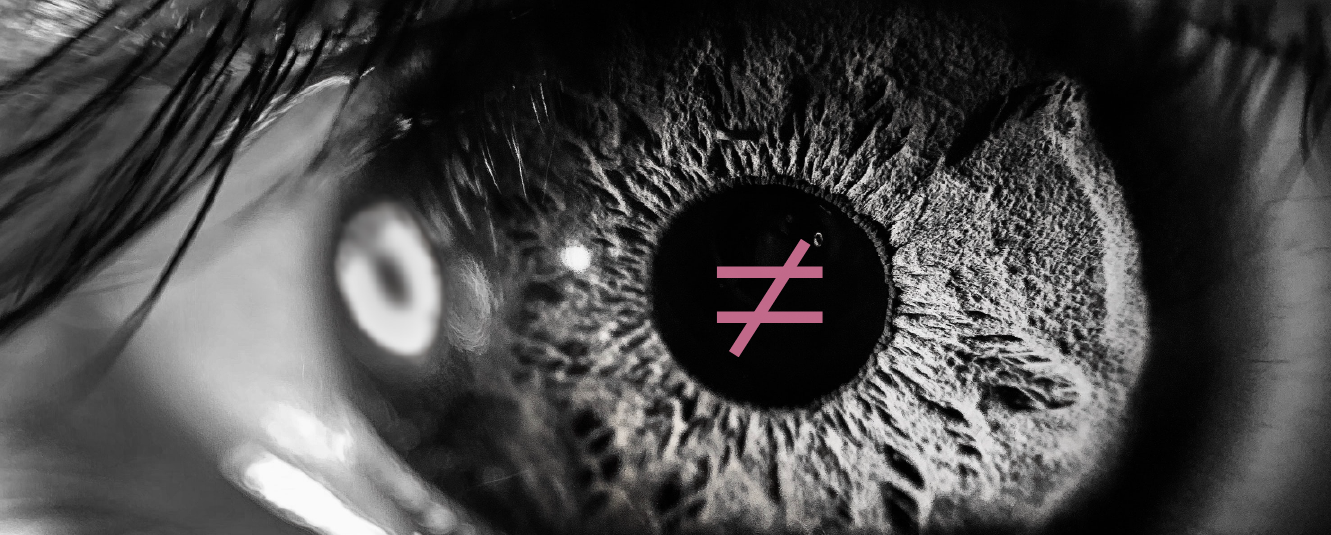 iris with pink inequal sign